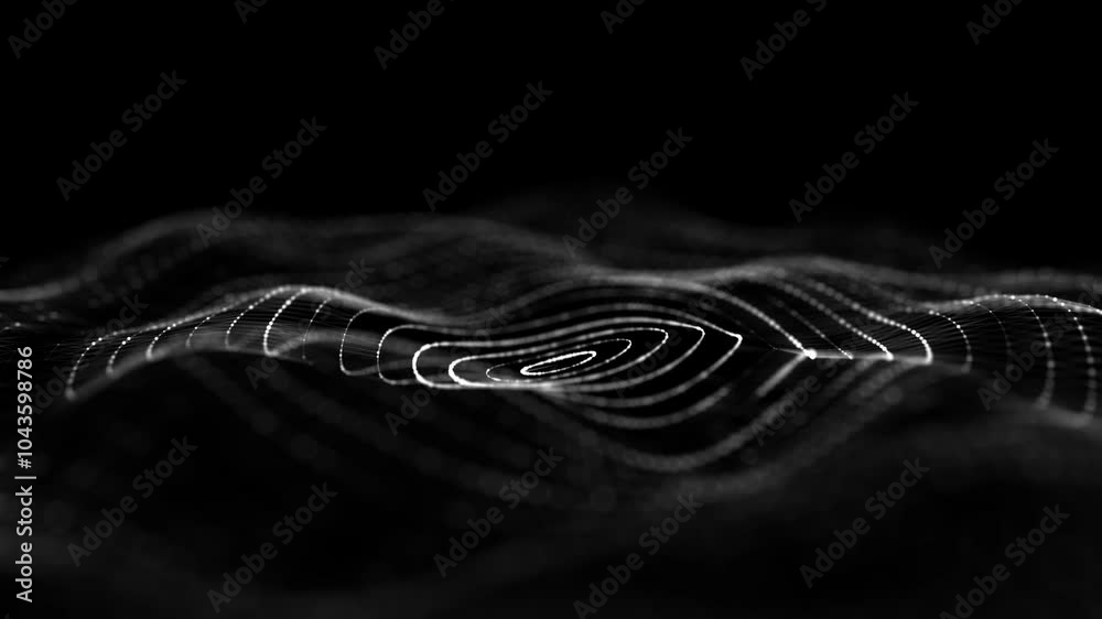 Aufkleber abstract technology circle black wave. flow of particles. big data transfer visualization. 3d render