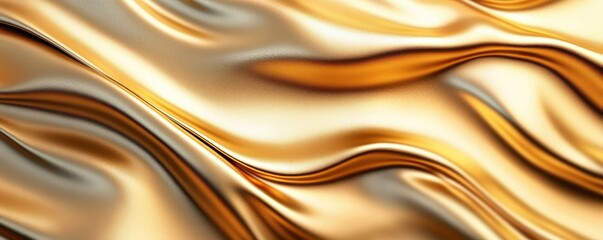 Obraz premium Abstract flowing golden silk texture with shiny metallic waves