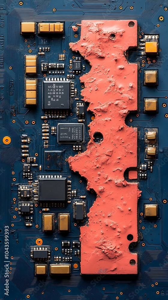 Poster intricate circuit board with unique patterns and textures