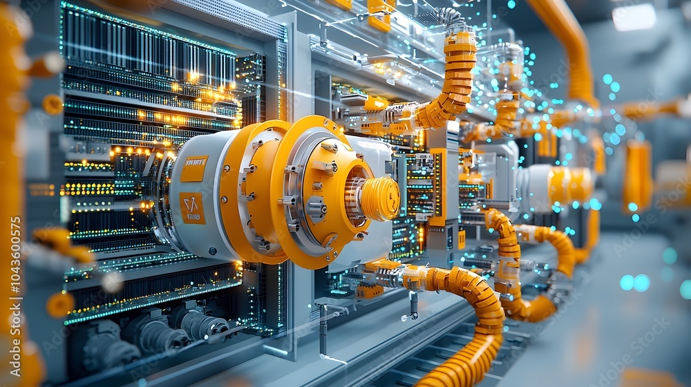 Aufkleber Cutting Through a High Tech Data Center Revealing the Intricate Servers Cooling Units and Fiber Optic Networks that Power Modern Computing and Communication