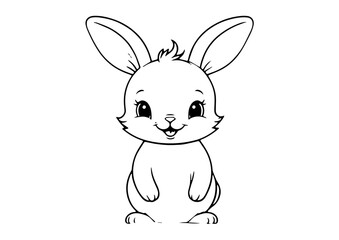 Fototapeta premium Funny Bunny Rabbit coloring page vector for kids,Animal coloring page