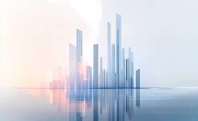 The intersection of urban skyline and water surface