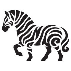 Abstract Zebra Silhouette Design in Bold Black and White Vector Style