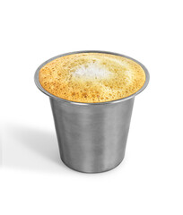 South Indian traditional steaming filter coffee in a traditional steel dabra 