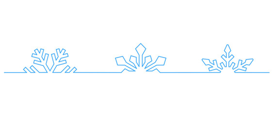 Continuous one line drawing. Winter Christmas holiday snowflake decoration. Vector illustration