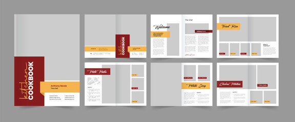 cookbook design, recipe book template, food book layout design