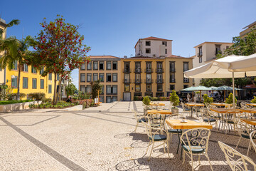 Columbus Square (Praca do Colombo) in city of Funchal. Madeira island, Portugal