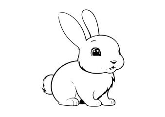Funny Bunny Rabbit coloring page vector for kids,Animal coloring page