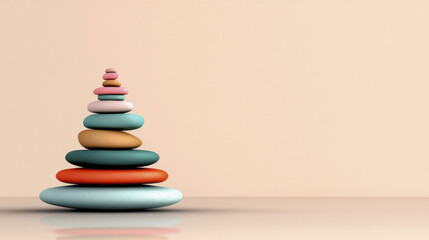 Obraz premium Balanced stones in calming arrangement symbolize tranquility and wellness, showcasing pastel colors that evoke sense of peace and harmony