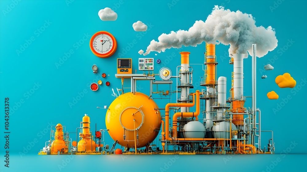 Poster detailed layered cross section showcasing the intricate pipelines reactors control panels and other 