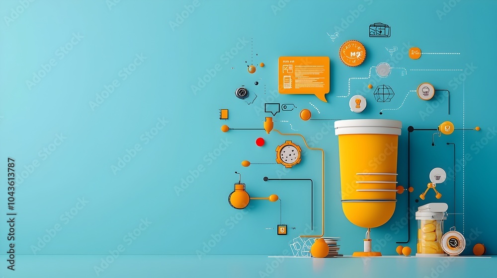 Poster Detailed Layered Infographic Visualization Displaying the Different Phases and Color Coded Sections of a Marketing Funnel Business Strategy