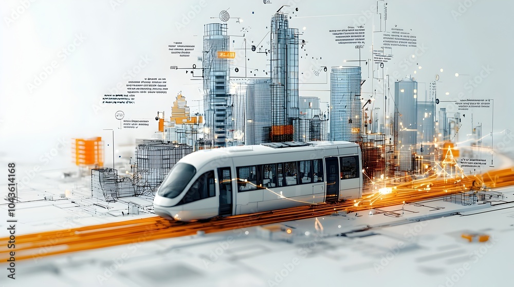 Leinwandbilder dynamic cross section blueprint showcasing the integrated transportation routes buildings and iot se
