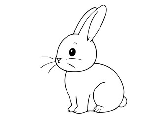 Obraz premium Funny Bunny Rabbit coloring page vector for kids,Animal coloring page