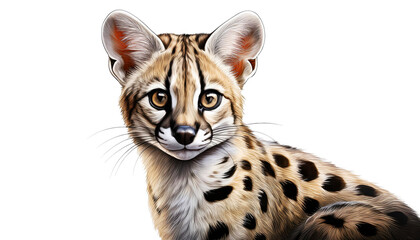 Portrait painting for serval african wild cat illustration for clip art and element