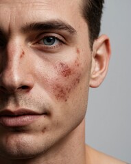 Obraz premium Clear Skin Treatment for Acne Marks on Man's Face