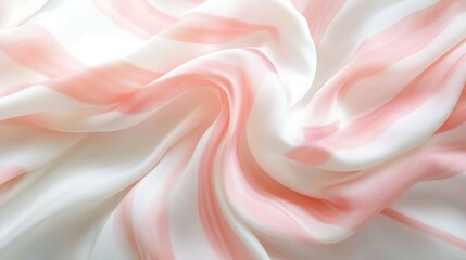 Fototapeta premium Realistic, soft pink and white stripes on a white background, creating a gentle, calming pattern.