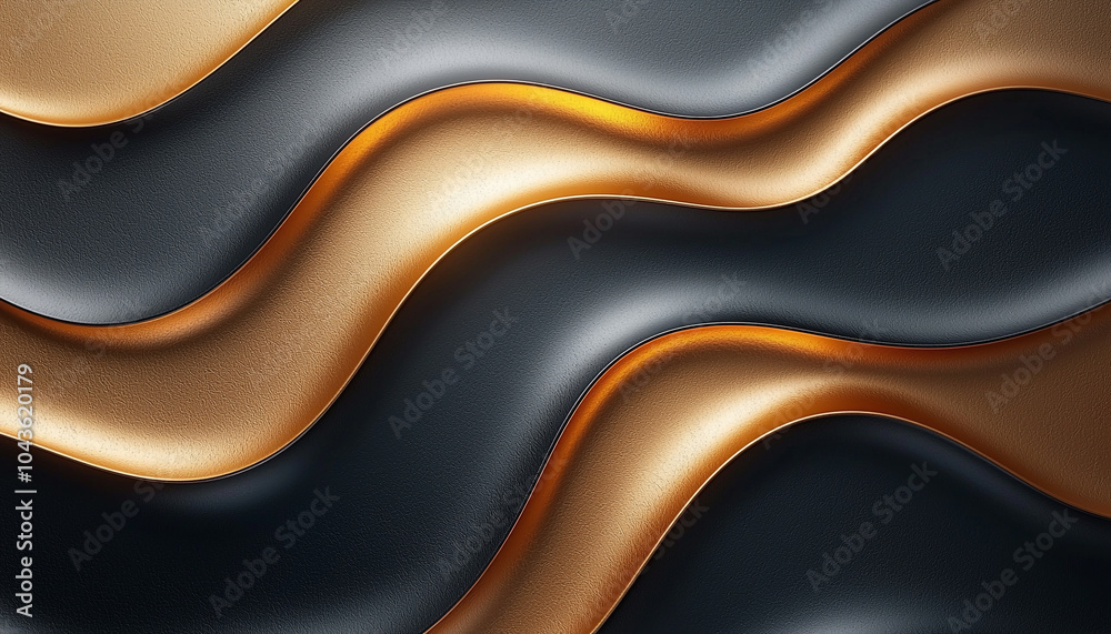 Wall mural shiny metallic wave pattern flowing on elegant backdrop generated by ai
