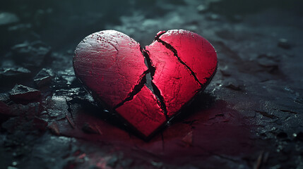 Fototapeta premium Broken Heart Split in Half with Jagged Edges