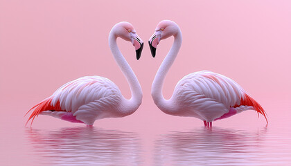 Pink flamingos in nature reflecting elegance and beauty generated by AI