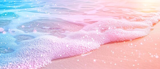 Fototapeta premium Soft Waves at Sunset with Glittering Foam and Light