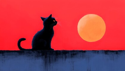 Illustration of a cat in vector style, featuring an animal silhouette.