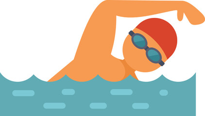 Professional swimmer is swimming the crawl stroke in a swimming pool