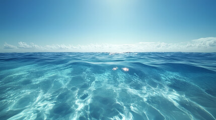 Pristine Turquoise Ocean Waters Under Clear Sky with Copy Space