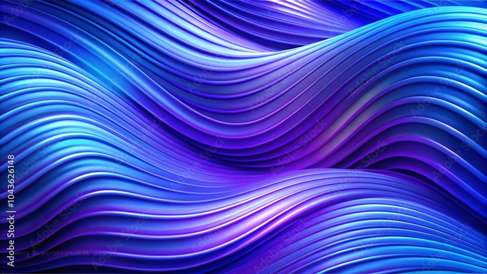 Poster abstract violet blue gradient background with liquid style waves. abstract background 3d shiny plastic waves with purple blue textures and lights interesting lustrous liquid wavy texture 3d render