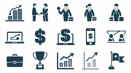 Business Success Icons Growth, Finance, Achievement