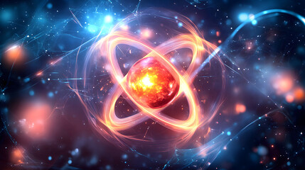 Luminous Plutonium Background with Swirling Shapes Capturing Energy and Atomic Structure in Art