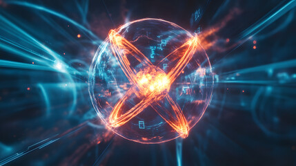 Fototapeta premium Scientific Illustration of Thorium in Nuclear Reactions with Intricate Details and Ray Effects Emphasizing Sustainability