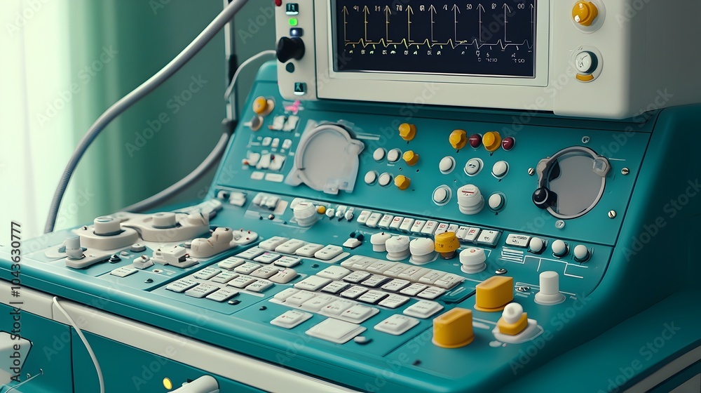 Leinwandbilder detailed view of a control board for a mobile x ray unit featuring various keys buttons and an elect