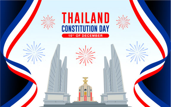 Thailand constitution day. 10th of December. Happy Thailand constitution day vector banner, greeting card, social media posts.