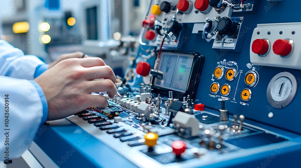 Fototapete Detailed View of the Control Panel of a Mobile X Ray Unit Featuring Keys Buttons and Other Interface Elements for Controlling and Operating the Medical Diagnostic Equipment