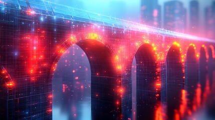 Stylized bridge design segments representing key phases in strategic development and performance milestones clear organized visuals