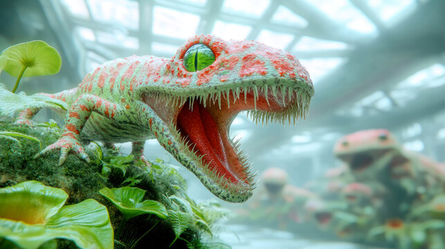 Fantastic alien creature, mix of lizard and predator plant