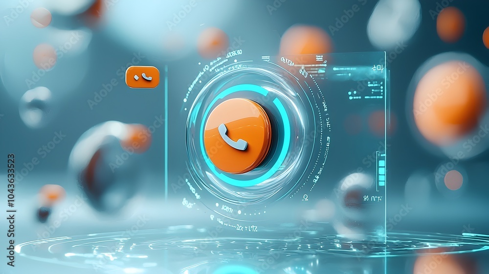Poster Floating fake caller ID displayed on a glass screen with subtle warning signs and indicators highlighting the concept of digital fraud identity deception