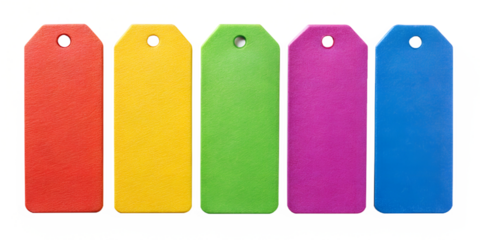 A collection of blank bright labels and price tags templates for mockup on the white background	
