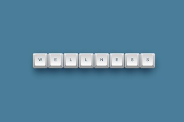 Wellness keyboard keys on blue background