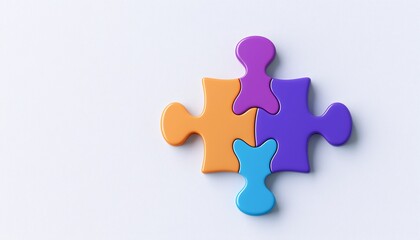 Illuminated Autism Puzzle Piece Logo in 3D on White Background with Sleek Edges