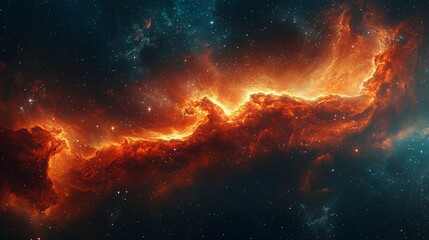 Fototapeta premium Stunning Cosmic Dragon Cloud: Bright Red and Orange Gas in Space