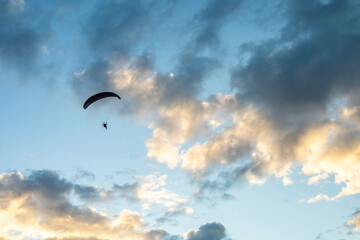 Para gliding on a summer evening 