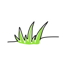Lawn bush of grass in sketch doodle style