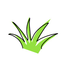 Lawn bush of grass in sketch doodle style