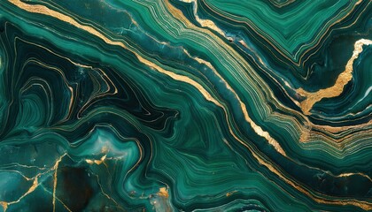 Obraz premium Opulent Emerald Green and Gold Veined Marble Abstract Texture. Perfect for Luxury Branding, Elegant Packaging, Premium Website Design, High-End Wallpapers, and Artistic Interior Decor