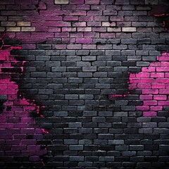 Urban black brick wall texture with old masonry background