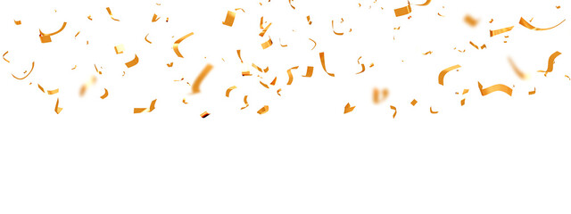 Realistic shiny decorative falling confetti seamless pattern isolated on transparent background