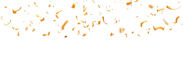 Realistic shiny decorative falling confetti seamless pattern isolated on transparent background