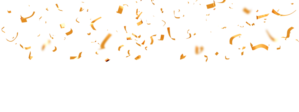 Realistic shiny decorative falling confetti seamless pattern isolated on transparent background