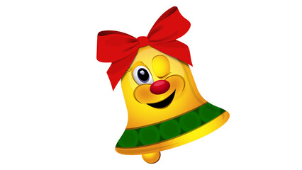 Christmas Golden Bell with Red Ribbon